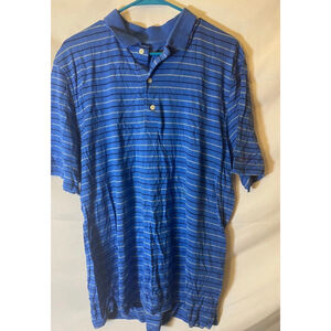 Greg Norman Mens Blue Stripe Polo Shirt Size XL quality short sleeve Nice